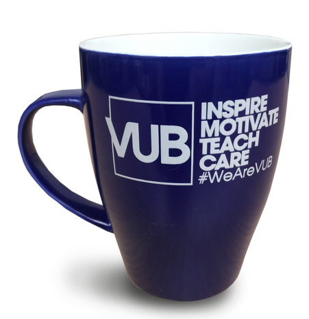 Koffiemok blauw 'Inspire motivate teach care'